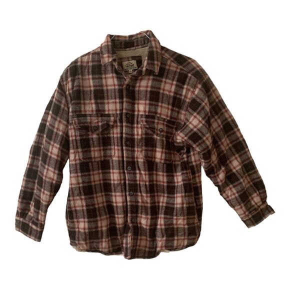 Levis mens large fleece lined plaid jacket gorp cool red black lumberjack outdoo - Picture 1 of 11